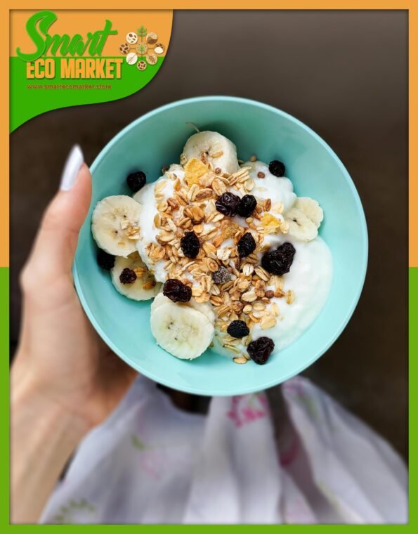 Desayuno con Chips de Banana (Filipinas), Pasas de Uva morochas o negras, maníes, etc.